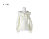 Knots Double Button Off-Shoulder Slim Knit