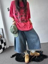Rise Waist Button Side Pintuck Denim Bermuda Shorts 3color