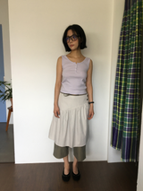 Marine button midi skirt (3color)