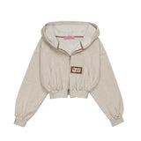 SW LOGO CROP ZIP UP HOODIE - YELLOW MELANGE