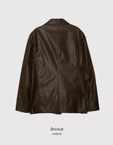 #Simple Leather Overfit Leather Jacket (2color)