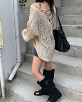 ルーズパンチングニット