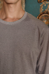 ロゴストライプロングスリーブTシャツ/ グレー