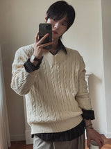 Cordrick V-neck cable knit