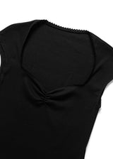 Heart shirring t-shirt_black