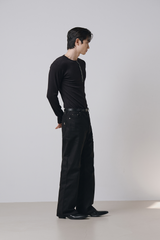 セミフレア コットンパンツ(Black)