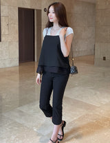 Beck V-Neck Ribbed Cap Sleeve Knit Tee