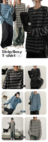 ベレンストライプボックスロングスリーブTシャツ