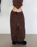 fleece leopard leopard jogger pants