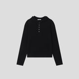 Henley Neck Hood Knit