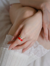 RV-Baguette Q Layered Epoxy Ring - Red