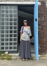 SHELL SHIRRING OFF TEE