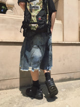 Checka Dirty Oil バミューダデニムパンツ 2C