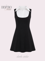 Seri collar sleeveless flare dress