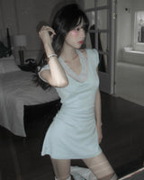 [MADE] Roena Halter-Neck Lace Mini Dress