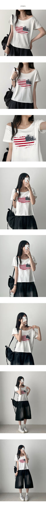 Edding Unfoot Off-Shoulder Printed Short Sleeve