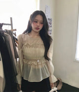 merlin puff strap shirring chiffon bl