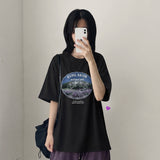 Mountain Printed Loose Fit Short Sleeve T-shirt (3 colors)