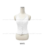 Aine Ribbed Button Holter Sleeveless (+With Cup)