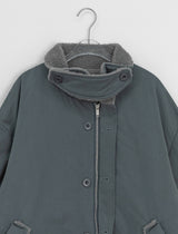 Panbi Wool Long Bomber Jacket