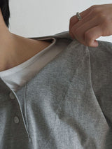 [A-T0042] レイヤードヘンリーネックTシャツ (3色)