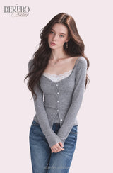 Ria lace layered cardigan long-sleeve  top