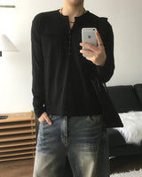 Pochi Slub Henely Neck Long Sleeve T