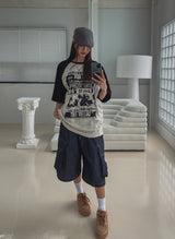 Root Stitch Cargo Bermuda Denim Pants