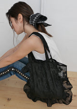 [jiwonywony x voor] Frill Blossom Shoulder Bag_Black