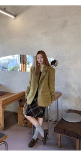Olive Mo'Hair Boxy Fit Warm Jacket