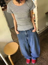 ハミールサイドボタンデニムワイドパンツ