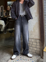 Enter checkered cropped shirt