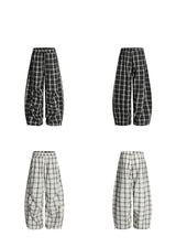 Check Drawstring Loose Fit Pants 232514159