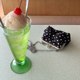 [Black.ver] リボンポルカドットフレームミニバッグ (handmade bag)