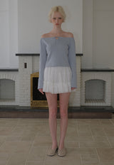 C EYELET RIBBON TIED T_LIGHT BLUE