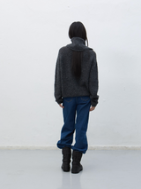 neck warmer loose fit boucle knit - charcoal