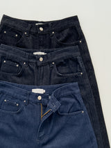 [Unisex/Non-Fade] Stitched Denim Wide Pants
