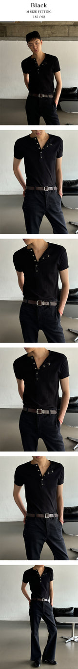 [S/S] High ribbed henry neck half knit(3color)
