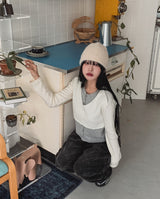 リンツツートーンレイヤードニットカーディガン