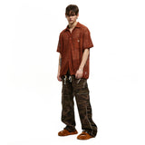 WRINKLE MIXED CAMO CARGO PANTS - BROWN CAMO