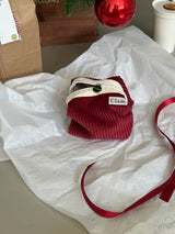 Clam round pouch _ Corduroy red