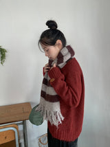 Genif Raglan Round Button Knit