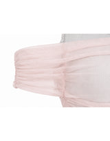 Rosina Sheer Ruched Off-Shoulder Layered Sleeveless Top Pink