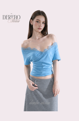 Blue Shine lace off short-sleeve T-shirt