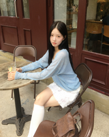 Mohair button V neck knit