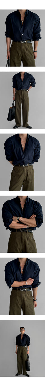 ベーシックコットンシャツ [navy]