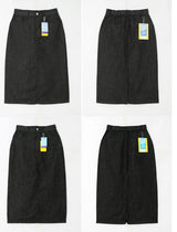 Sink non-fade raw denim long skirt