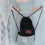 Lace string bag_black