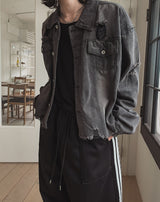 Kuden damage crop denim jacket