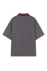 ストライプパッチワークポロTシャツ